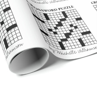 Grappige gepersonaliseerde zwart-wit kruiswoordpuz cadeaupapier