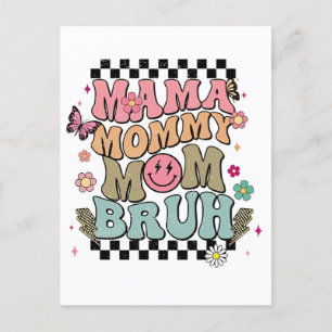 Grappige Geruite Mama Bloemen Moederdag Schattige Briefkaart