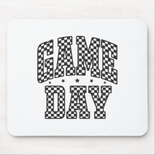 Grappige geruite spel dag Voetbal Zwart Wit Cadeau Muismat