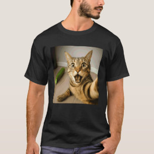 Grappige Geschokte Kat Selfie met Komkommer Meme D T-shirt