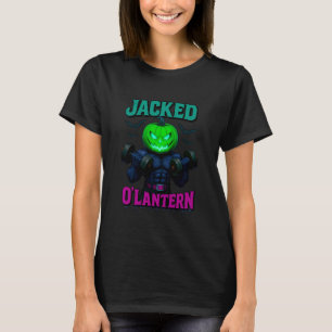 Grappige gespierde Halloween pompoen workout motiv T-shirt