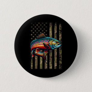 Grappige gespikkelde beekforel Amerikaanse vlag vi Ronde Button 5,7 Cm