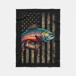 Grappige gespikkelde Brook Trout Amerikaanse vlag Fleece Deken