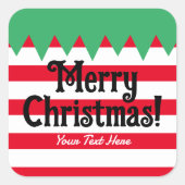 Grappige gestreepte elf pak aangepaste Kerst stick Vierkante Sticker (Voorkant)