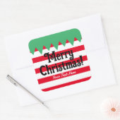 Grappige gestreepte elf pak aangepaste Kerst stick Vierkante Sticker (Envelop)