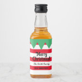 Grappige gestreepte kerst elf pak gepersonaliseerd likeurfles etiket (Voorkant)