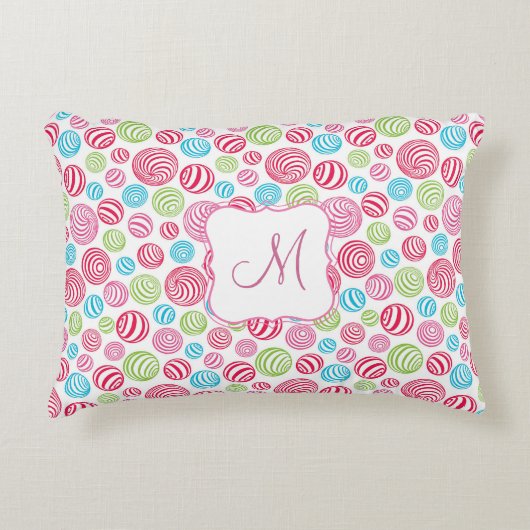Grappige Gestreepte Snoepjes in pastelkleuren mono Accent Kussen (Voorkant)