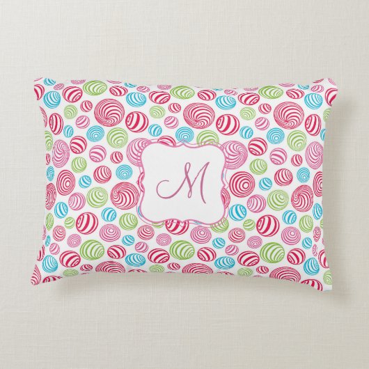 Grappige Gestreepte Snoepjes in pastelkleuren mono Accent Kussen (Achterkant)