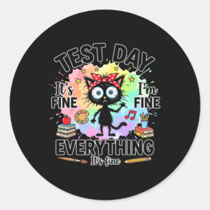Grappige Gestresste Kat Fijne Kunstleraar Terug Na Ronde Sticker