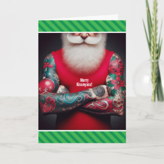 Grappige getatoeëerde Kerstman - Inkt de hallen Feestdagen Kaart