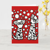 Grappige gevlekte honden met harten kaart (Gele Bloem)