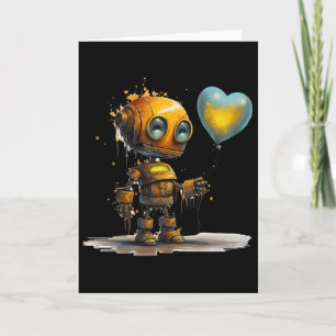 Grappige Geweldige Valentijn Liefde Robot Met Hart Kaart