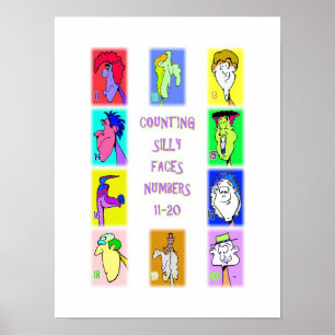 Grappige Gezichten Tellen Boek #2: Nummers 11-20 P Poster