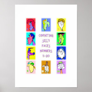 Grappige Gezichten Tellen Boek #2: Nummers 11-20 P Poster
