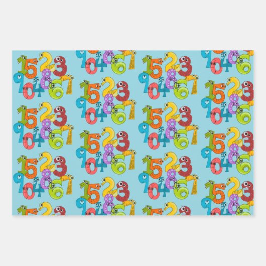 Grappige Gezichtsnummers Ontwerp Wrapping Paper (Voorkant 2)