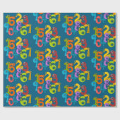 Grappige Gezichtsnummers Ontwerp Wrapping Paper Cadeaupapier (Vlak)