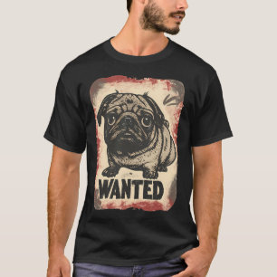 Grappige Gezochte Pug, Schattige Pug, Retro Vintag T-shirt