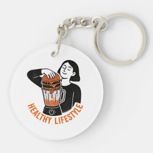 Grappige Gezonde Levensstijl Burger Blender Linocu Sleutelhanger