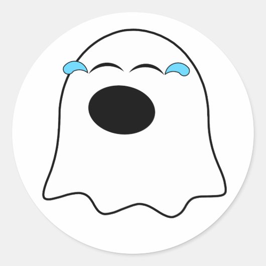 Grappige Ghost emoji! Ronde Sticker (Voorkant)