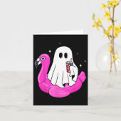 Grappige Ghost Flamingo Float Pool Spooky Zomer Zo Kaart (Gele Bloem)