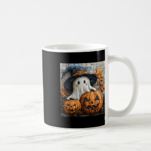 Grappige Ghost Pumpkin Schattige Halloween Patchwo Koffiemok