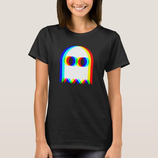 Grappige Ghost Trippy Vaporwave Halloween Techno R T-shirt (Voorkant)
