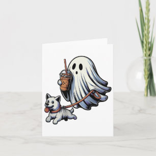 Grappige Ghost Walking Dog Ghost Dog Halloween Nig Kaart