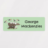 Grappige gieren humor cartoon gepersonaliseerd labels (Design 2)