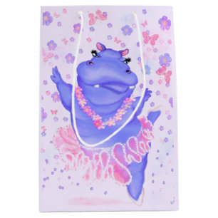 Grappige Gift Bag met Ballerina Hippo Medium Cadeauzakje