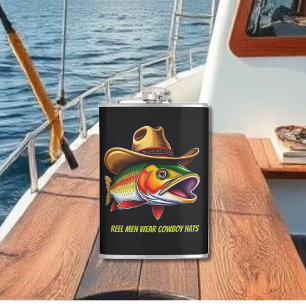 Grappige Gift Forel Vis met een Cowboy Pet Heupfles