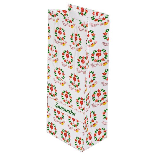 Grappige Gin-gle Bells Kerstfles Wijn Cadeautas (Voorkant Gekanteld)