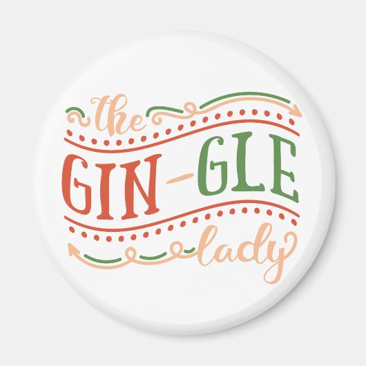 Grappige Gin-gle Lady Kerstmis | Magneet (Voorkant)