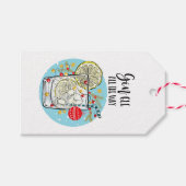 grappige Gin-kerstkaart helemaal Cadeaulabel (Voorkant (Horizontaal))