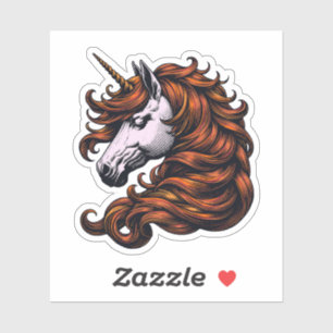 Grappige Ginger Unicorn Hoofd Sticker