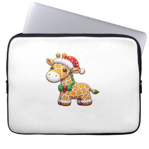 Grappige Gingerbread Man Giraffe Christmas Vrouwen Laptop Sleeve