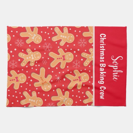 Grappige Gingerbread man koekjes op maat Baking Cr Theedoek (Horizontaal)