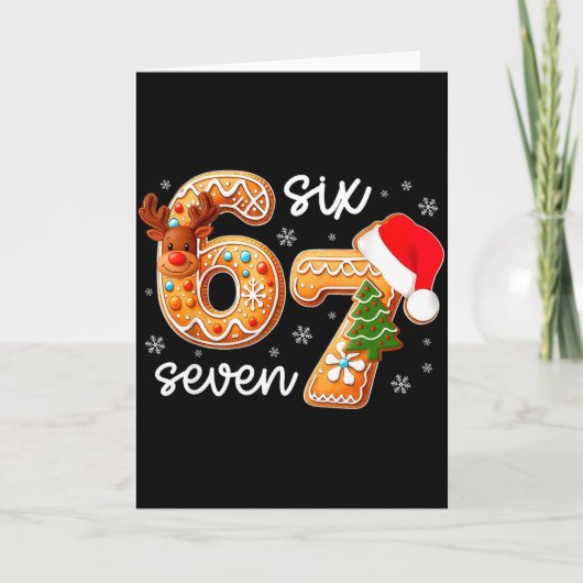 Grappige Gingerbread Zes Zeven 67 Ijs Drip Kerstmi Kaart (Voorkant)