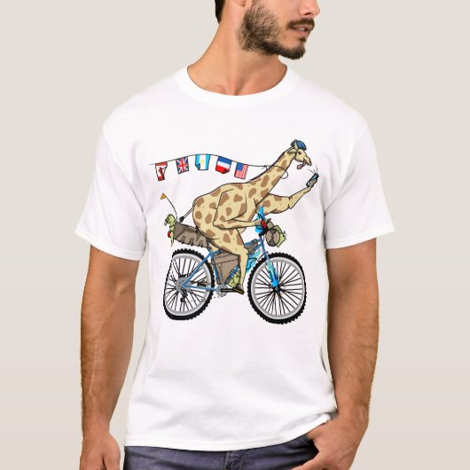 Grappige giraf bikebacking t-shirt (Voorkant)