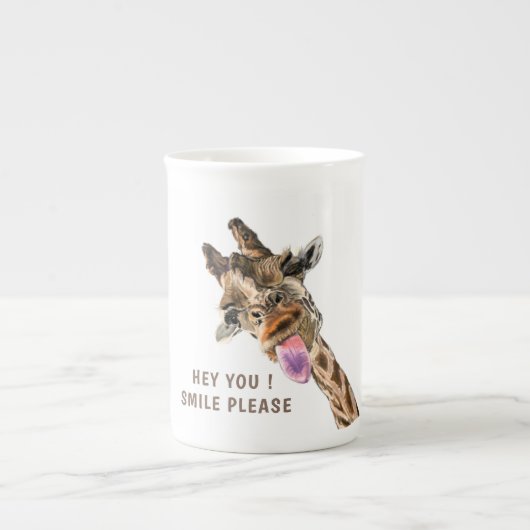 Grappige Giraffe Bone China Mok - aangepaste tekst (Voorkant)