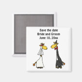 Grappige Giraffe bruid en bruidegom trouwkunst Magneet (Voorkant / Achterkant)