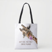 Grappige Giraffe Canvas tas - aangepaste tekst (Voorkant)