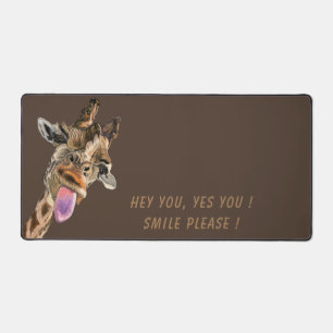 Grappige Giraffe Desk Mat met aangepaste tekst en 