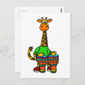 Grappige Giraffe die bongo drums speelt Briefkaart (Voorkant / Achterkant)