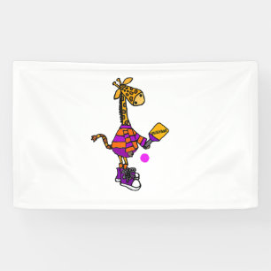 Grappige Giraffe die Pickleball speelt Spandoek