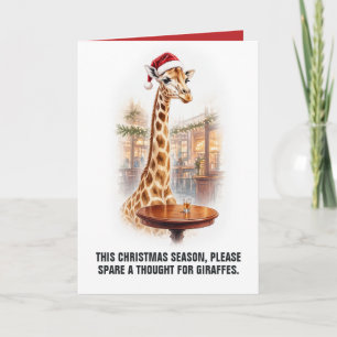 Grappige Giraffe Drinkende Grap Kerstmis Kaart