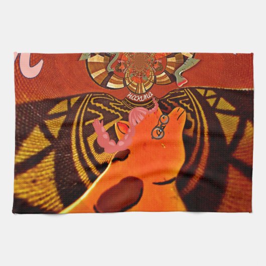 Grappige Giraffe: een caleidoscopische Afrikaanse Theedoek (Horizontaal)