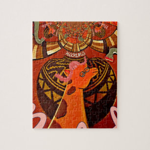 Grappige Giraffe: Een Kaleidoscopische Afrikaanse Legpuzzel