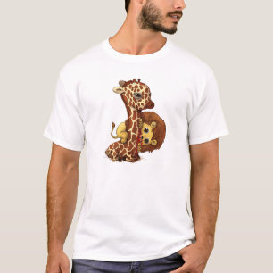 Grappige Giraffe en Leeuw Speelse Kunst T-shirt