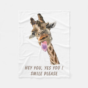 Grappige Giraffe Fleece Deken - aangepaste tekst