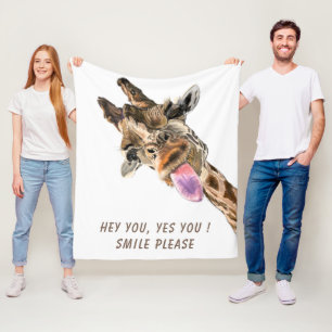 Grappige Giraffe Fleece Deken - aangepaste tekst